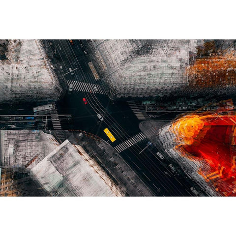 Moscow crossroad Black Modern Wood Framed Art Print with Double Matting by Chiriaco, Carmine