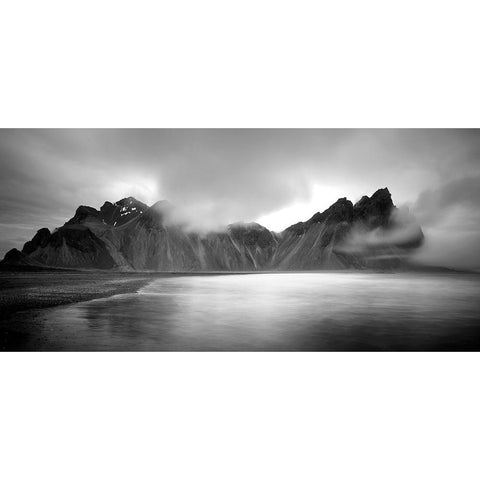 Vestrahorn Black Modern Wood Framed Art Print by Engstrom, Erik