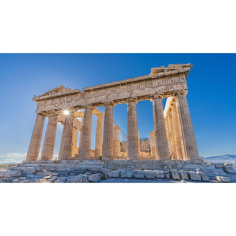 The Acropolis of Athens and Helios (Sun) Black Modern Wood Framed Art Print with Double Matting by Kalika, Michael