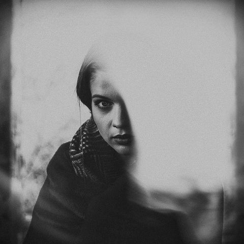 Shyness Black Modern Wood Framed Art Print with Double Matting by Ulfig Arps, Sandra