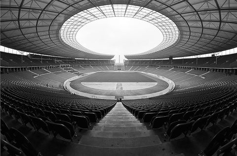 Berlin Olympiastadion Black Ornate Wood Framed Art Print with Double Matting by Di Bello, Andrea