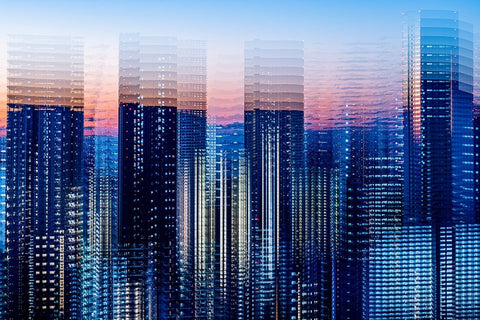 Tokyo Layers White Modern Wood Framed Art Print with Double Matting by Makoto, Sasaki