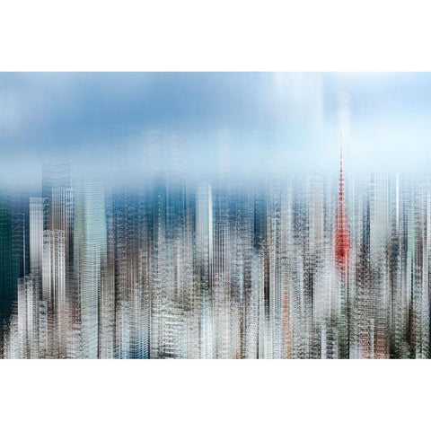 tokyo layers White Modern Wood Framed Art Print by Makoto, Sasaki