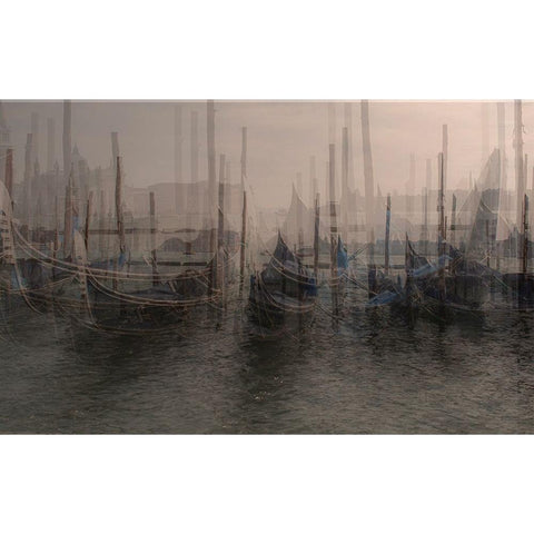 Illusion_ Magic Venice Black Modern Wood Framed Art Print with Double Matting by Basso, Donatella