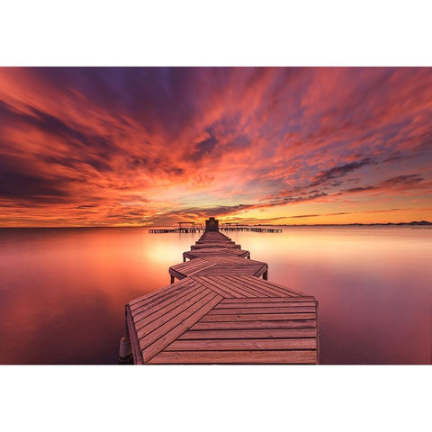 Sunrise At The Spa Black Modern Wood Framed Art Print with Double Matting by Antonio Trivino, Jose