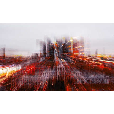 Tron City White Modern Wood Framed Art Print by Chiriaco, Carmine