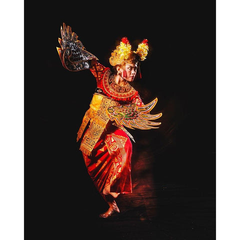 Legong Dance White Modern Wood Framed Art Print by Herliyanto, Gatot