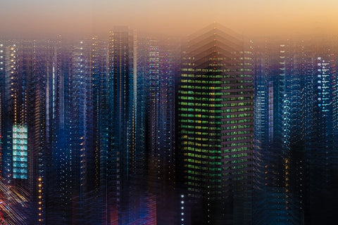 tokyo layers White Modern Wood Framed Art Print with Double Matting by Makoto, Sasaki