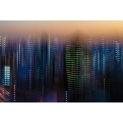 tokyo layers Black Modern Wood Framed Art Print by Makoto, Sasaki