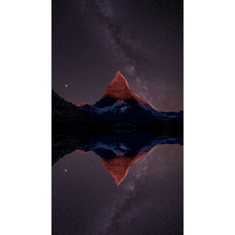 A mountain of stars White Modern Wood Framed Art Print by Victor, Baldea