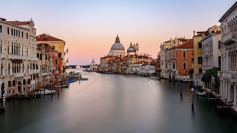 Canal Grande - sunset White Modern Wood Framed Art Print with Double Matting by Detollenaere, Marnix