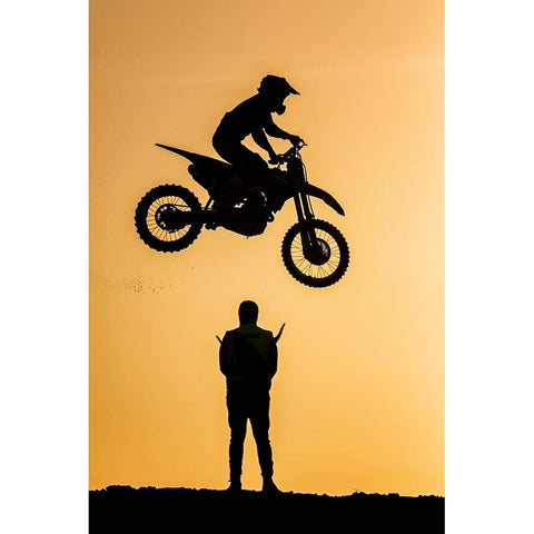 jump over White Modern Wood Framed Art Print by Allam, Abdelkader