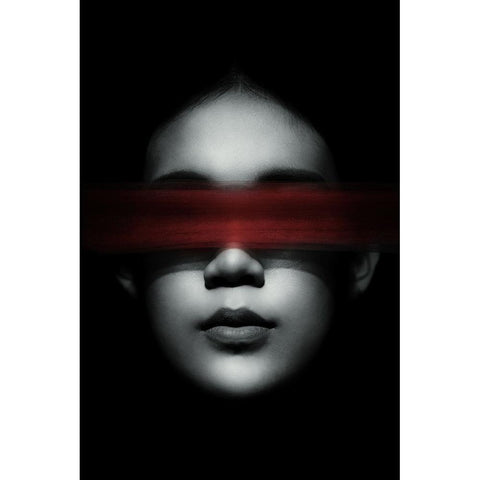 Blindfolded Black Modern Wood Framed Art Print with Double Matting by Sungkono, Heru