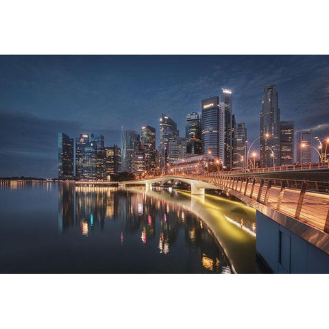 Singapore Views Gold Ornate Wood Framed Art Print with Double Matting by Romero Salamanca, Juan