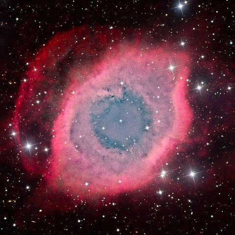 The Helix Nebula White Modern Wood Framed Art Print by Chander, Vikas