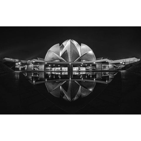 Lotus Temple Gold Ornate Wood Framed Art Print with Double Matting by Kalla, Vivek