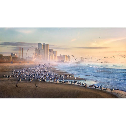 Good Morning Gold Ornate Wood Framed Art Print with Double Matting by Yang, Jianping