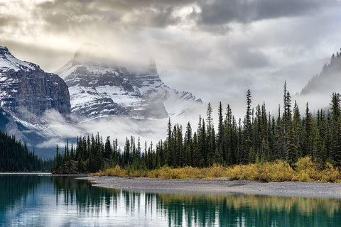 Morning in the Rockies White Modern Wood Framed Art Print with Double Matting by Pesterev, Sergey