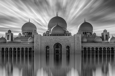 Sheikh Zayed Grand Mosque White Modern Wood Framed Art Print with Double Matting by abu milad, Emil