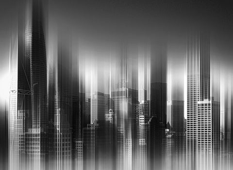 San Francisco In Black And White White Modern Wood Framed Art Print with Double Matting by Telhami, Isam