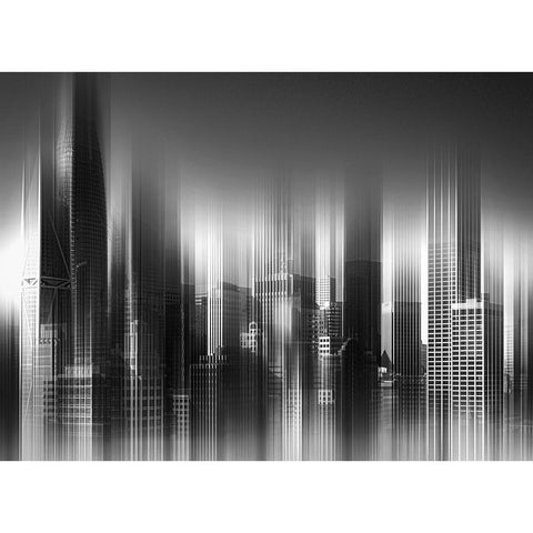 San Francisco In Black And White Black Modern Wood Framed Art Print by Telhami, Isam