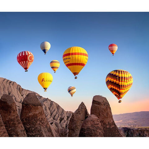 Balloons Black Modern Wood Framed Art Print with Double Matting by Nayyer Reza, Sayyed