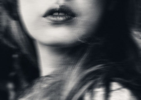Your lips making everything strange White Modern Wood Framed Art Print with Double Matting by Lagaa, Kahar