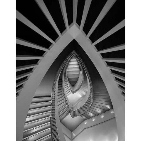 Amazing Staircase Black Modern Wood Framed Art Print with Double Matting by Yang, Jimmy