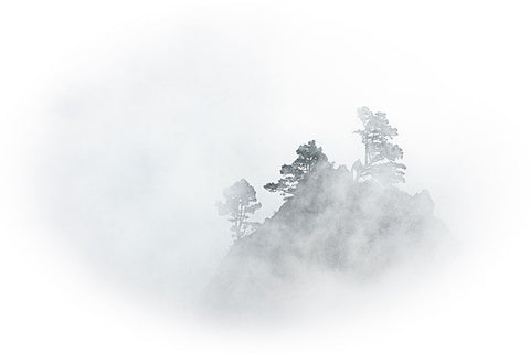 mystic Mountain White Modern Wood Framed Art Print with Double Matting by Schmidtke, Holger