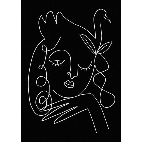 lineart_swan_black_vector_005 Black Modern Wood Framed Art Print by 1x Studio II