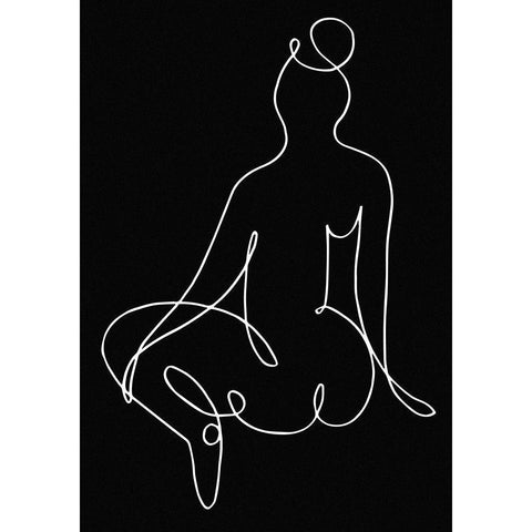 lineart_nude black pica_002_Black White Modern Wood Framed Art Print by 1x Studio II