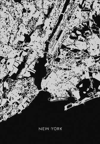 map_new york_002_black White Modern Wood Framed Art Print with Double Matting by 1x Studio II