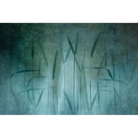 Grain In Soft Blue Black Modern Wood Framed Art Print with Double Matting by van Son, Greetje