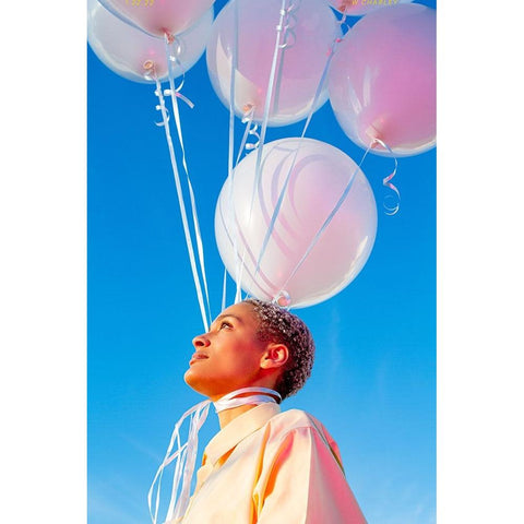 Head In The Clouds. Black Modern Wood Framed Art Print with Double Matting by Charley, William