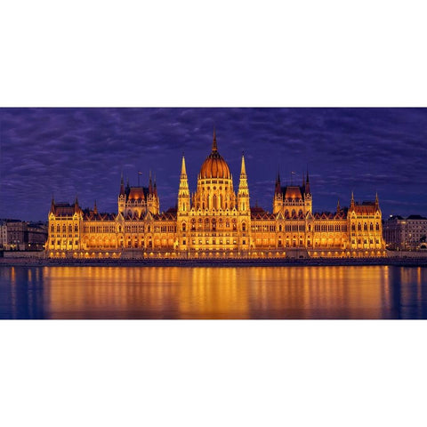 Night In Parliament White Modern Wood Framed Art Print by Del Puerto, Javier