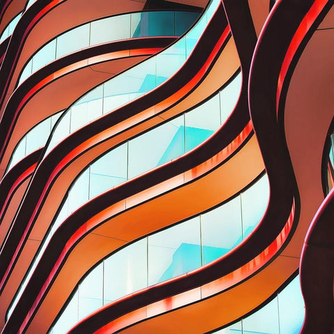 Concrete Curves Black Modern Wood Framed Art Print with Double Matting by Flour, Bruno