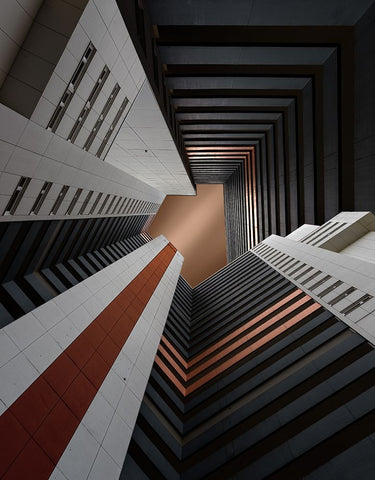 The Cave White Modern Wood Framed Art Print with Double Matting by Buczkowski, Tomasz