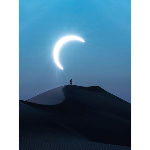 Fascinating view of the solar eclipse Black Modern Wood Framed Art Print with Double Matting by Aldaie, Ahmed