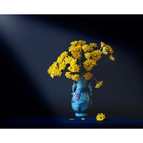 Yellow flowers Black Modern Wood Framed Art Print with Double Matting by Zhang, Hannah