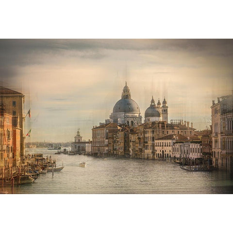 Venice Black Modern Wood Framed Art Print with Double Matting by Reichelt, Dieter