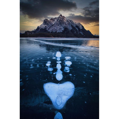 Symmetry Of Icelake Black Modern Wood Framed Art Print with Double Matting by Zheng, Michael