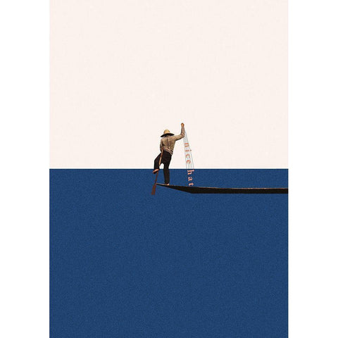 Fishing for compliments Black Modern Wood Framed Art Print with Double Matting by Leon, Maarten