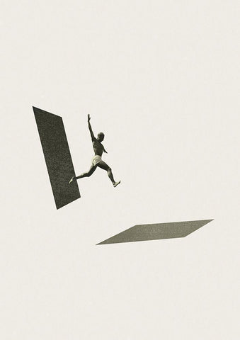 Not the one to wait White Modern Wood Framed Art Print with Double Matting by Leon, Maarten