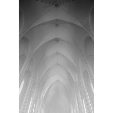 La HallgrAsmskirkja White Modern Wood Framed Art Print by Grant, Lynn