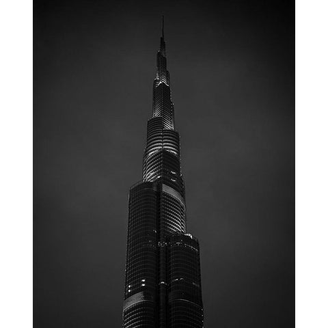 Khalifa Tower Black Modern Wood Framed Art Print with Double Matting by Boulogiannis, Apostolis