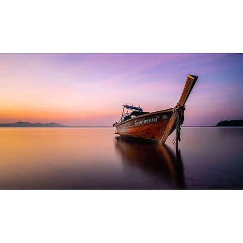 Low tide White Modern Wood Framed Art Print by Saulius