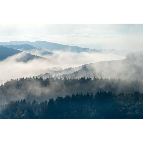 Early morning at Morvan Black Modern Wood Framed Art Print with Double Matting by Wijnen, Marleen