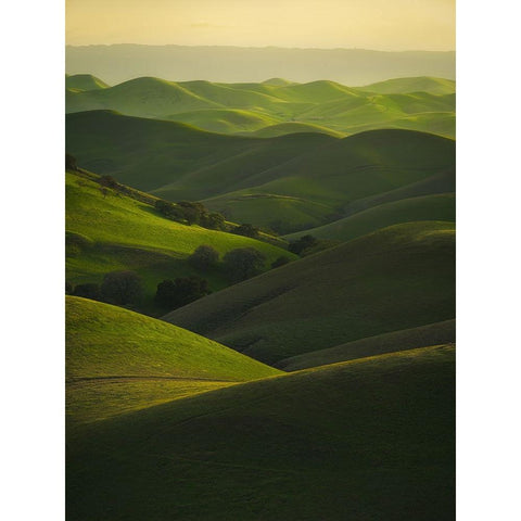 Rolling Hills White Modern Wood Framed Art Print by Chengming