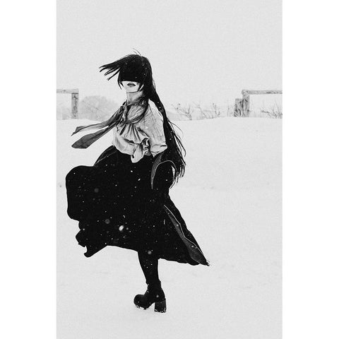 Dance of snow White Modern Wood Framed Art Print by Sangan, Kurosaki