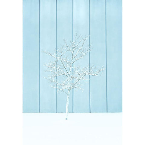 A lonely Snow Tree Black Modern Wood Framed Art Print with Double Matting by Liu, Yanny